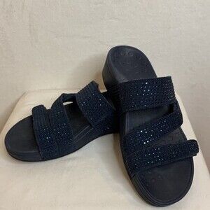 Vionic Black Sparkle Slide Sandals